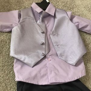 Dress shirt, pants, vest, tie